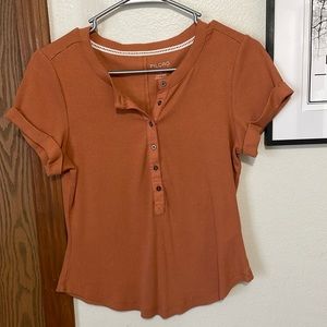 Never worn! Andie Ribbed Henley Top by Pilcro: Short-Sleeve